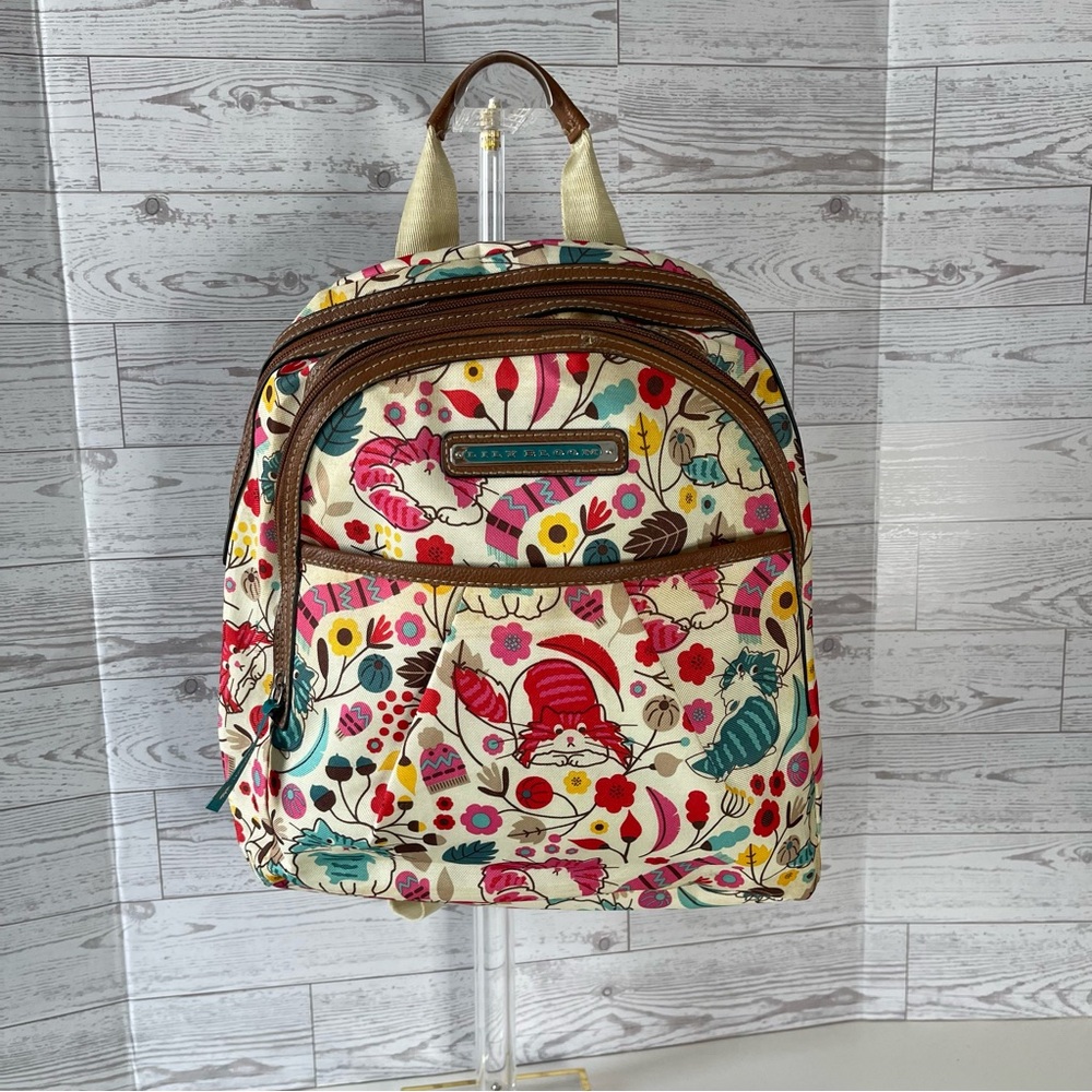 Lily Bloom Colorful Floral and Cat Kids Backpack